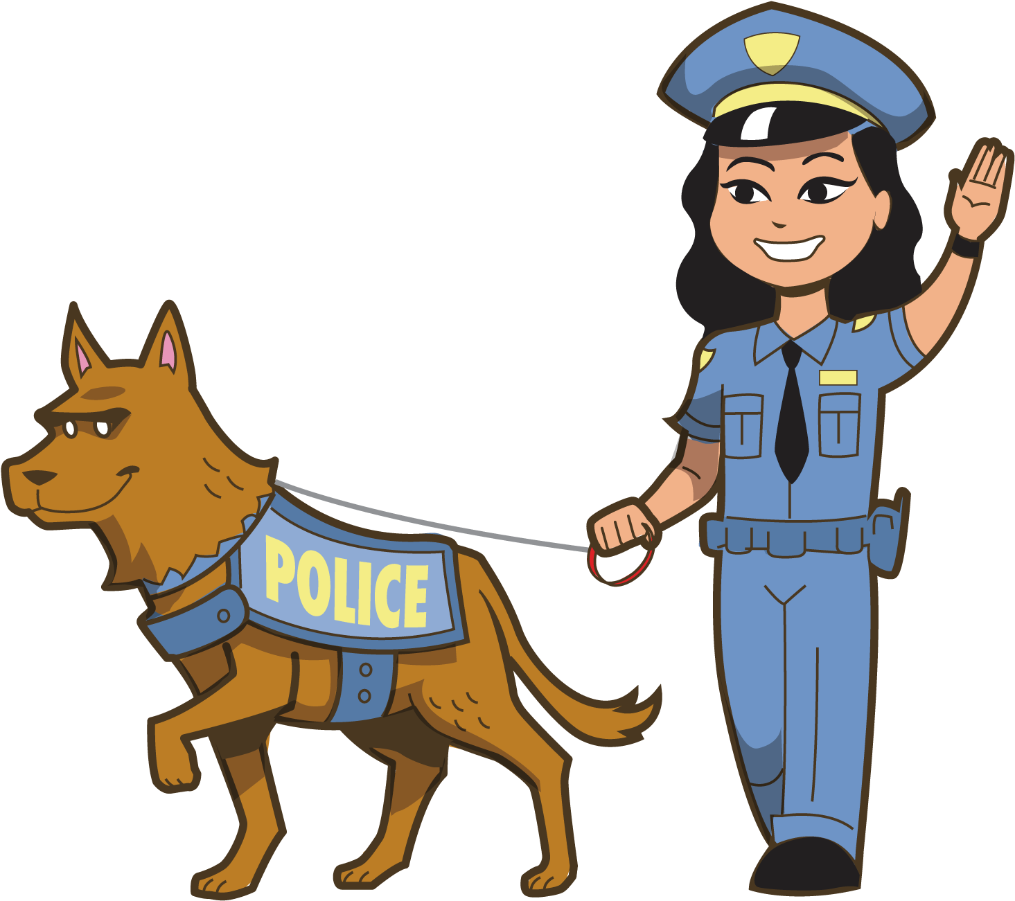 Police Officerand K9 Unit Cartoon PNG image