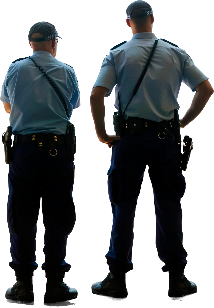 Police Officers Standing Backto Back PNG image
