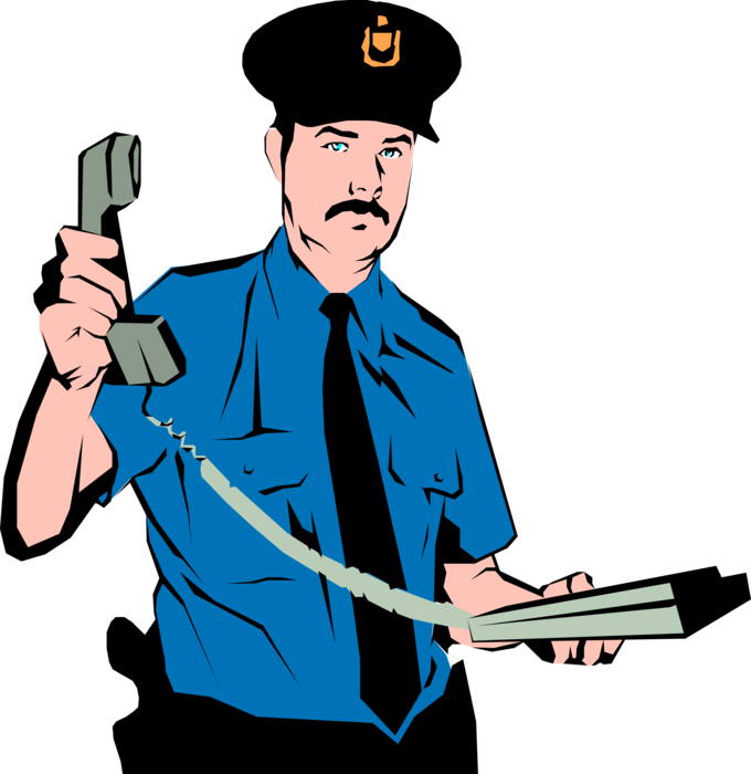 Policemanwith Phone Vector Illustration PNG image
