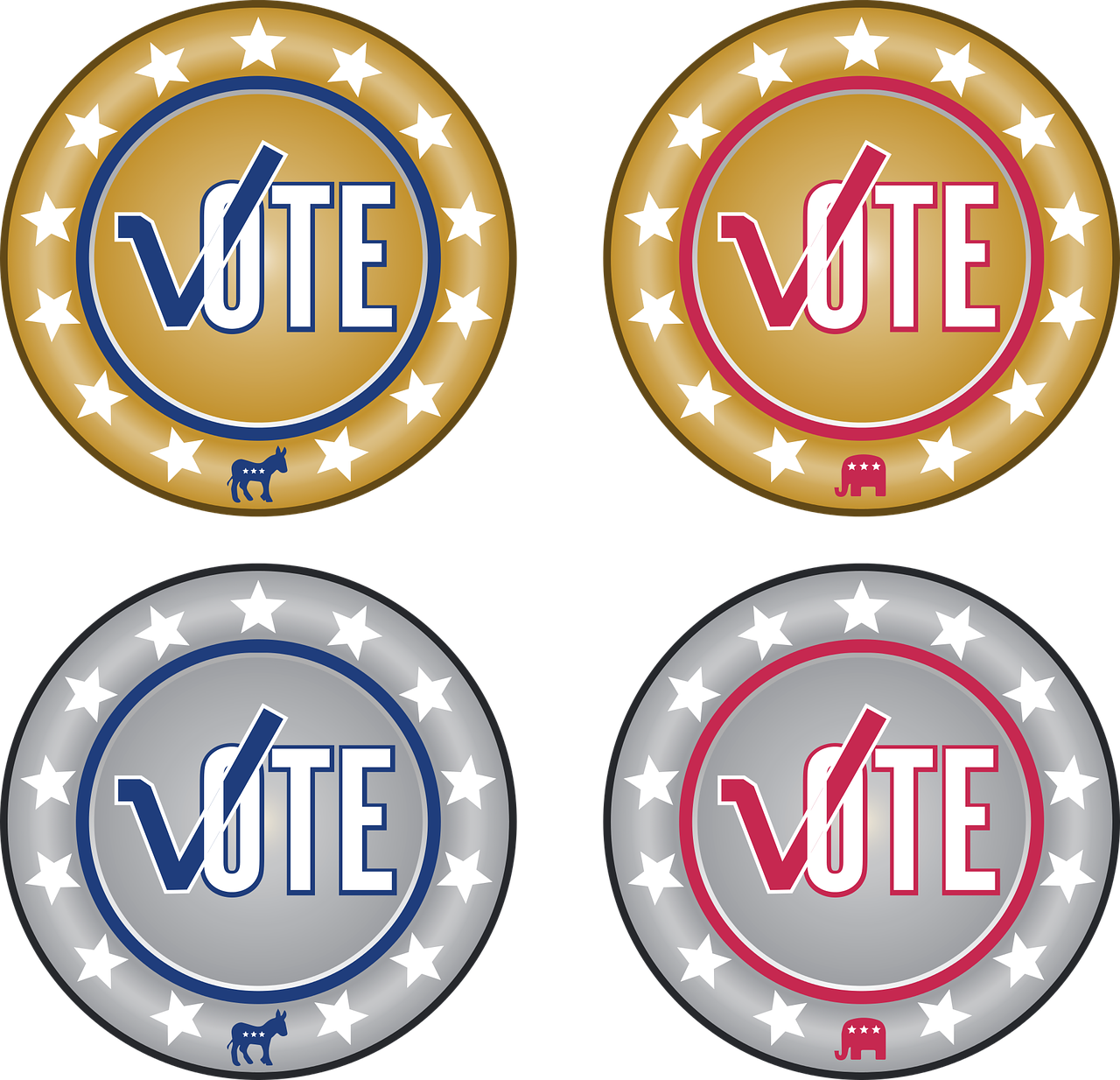 Political Party Vote Buttons PNG image