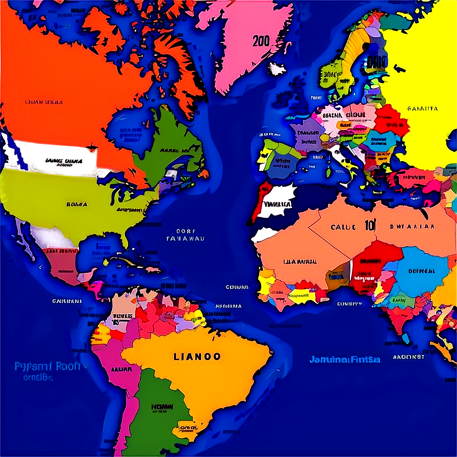 Political World Map Colorful Png 7 PNG image