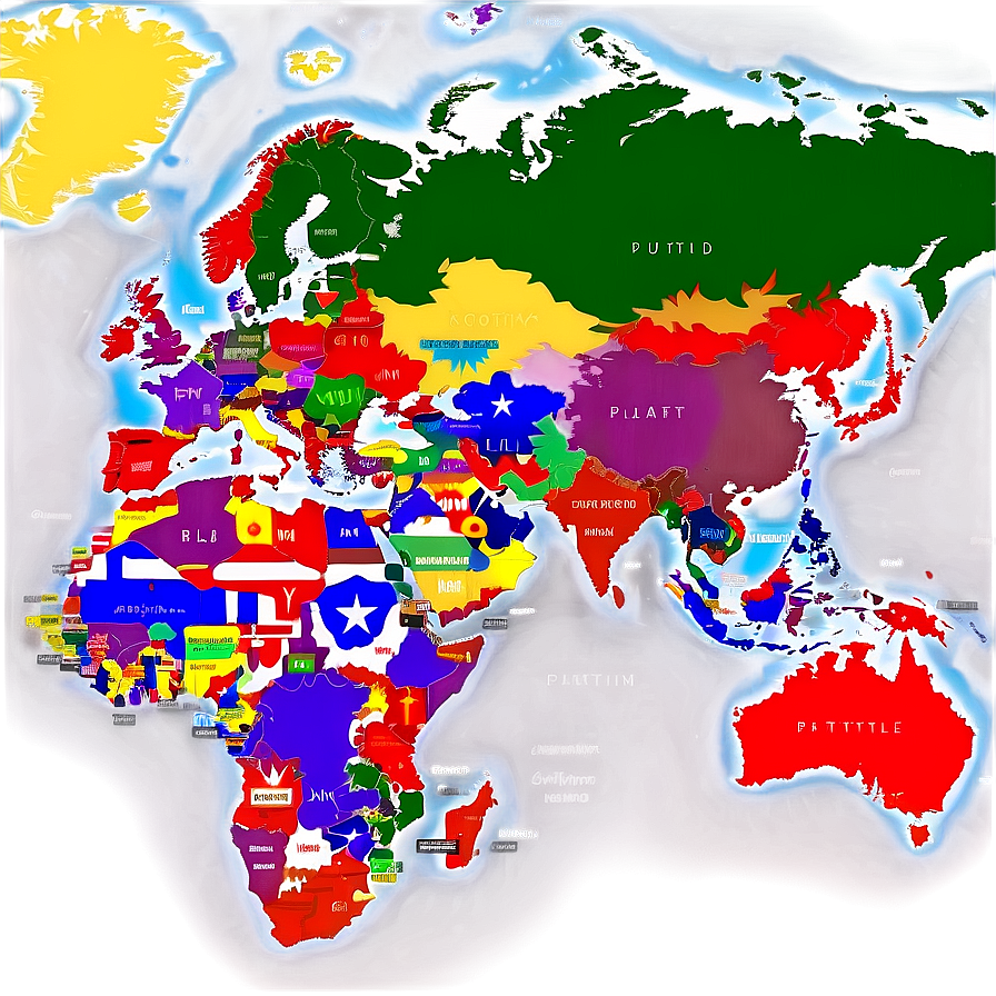 Political World Map Colorful Png Ndm PNG image