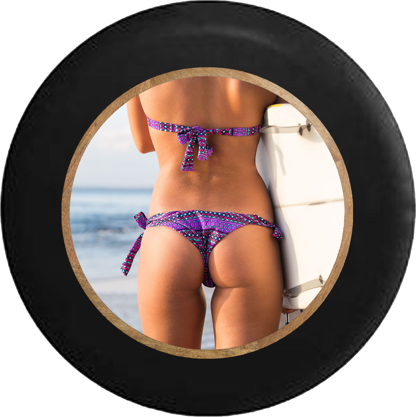 Polka Dot Bikini Beachside View PNG image