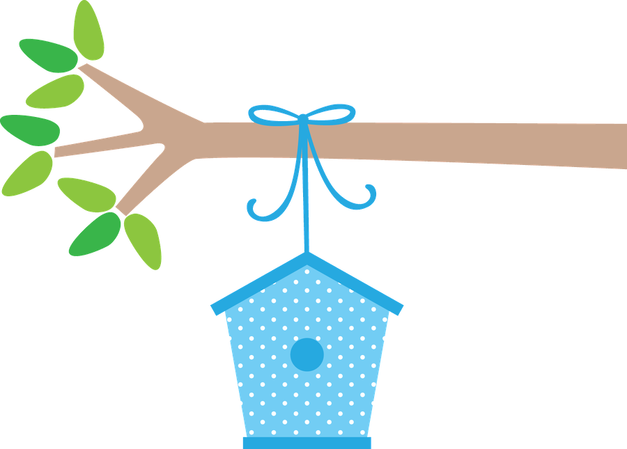 Polka Dot Birdhouse Hanging From Tree Branch PNG image