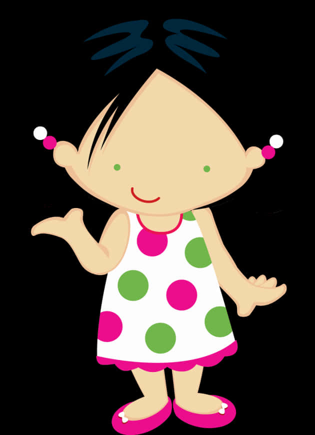 Polka Dot Dress Cartoon Character PNG image