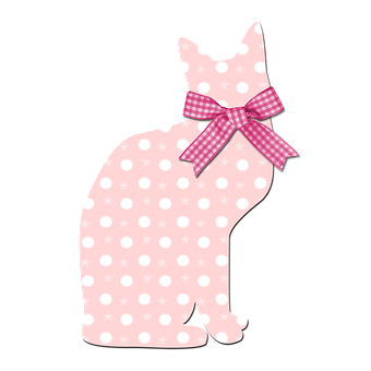 Polka Dot Pink Cat Illustration PNG image