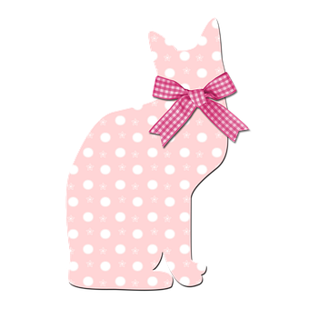 Polka Dot Pink Cat Silhouette PNG image