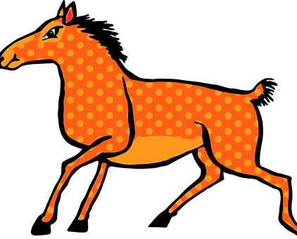 Polka Dotted Orange Horse Illustration PNG image