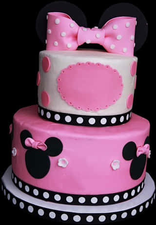 Polka Dotted Pinkand Black Cake PNG image