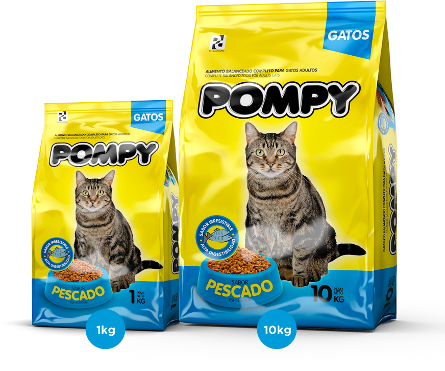 Pompy Cat Food Bags Fish Flavor PNG image