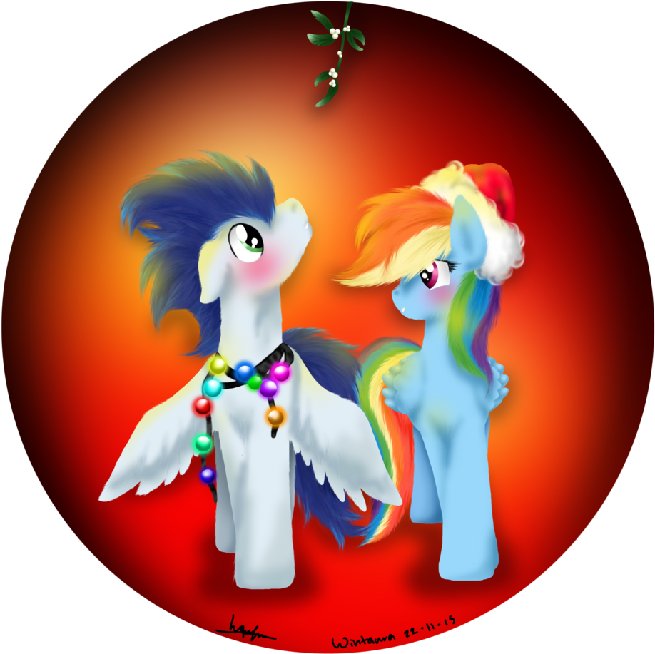 Ponies Under Mistletoe_ Holiday Art PNG image