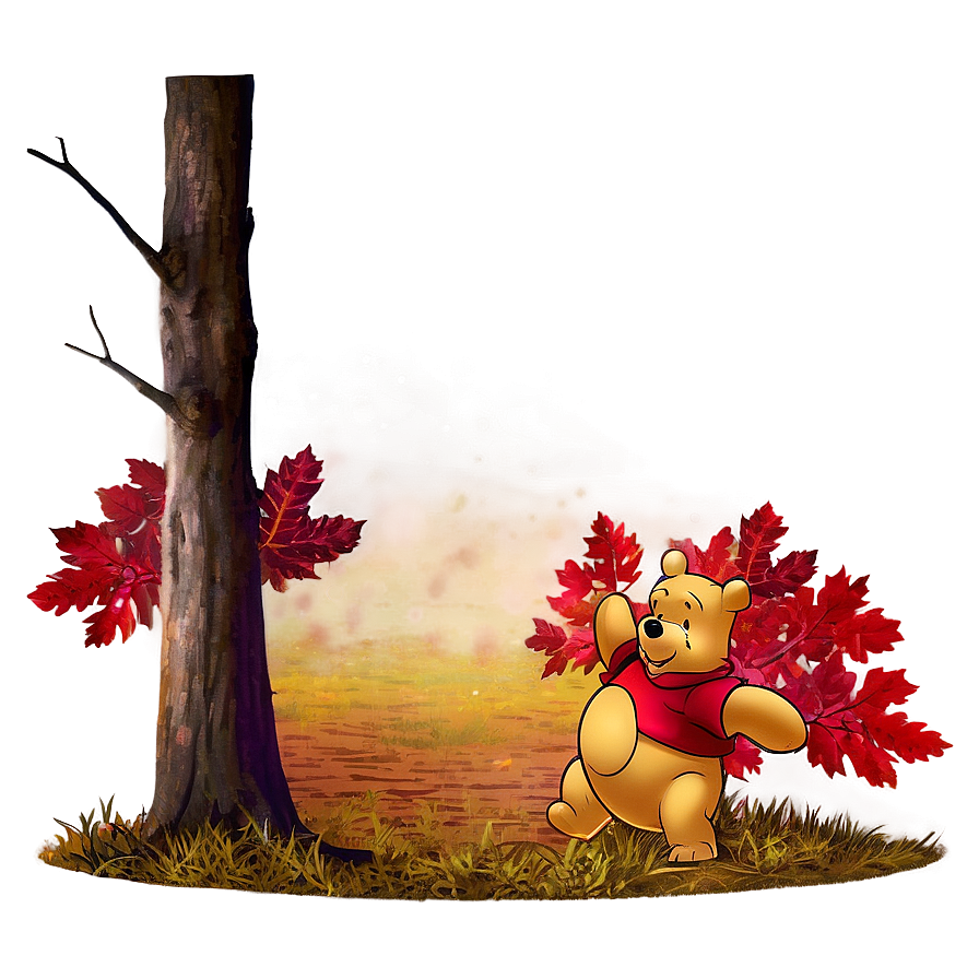 Pooh Bear In Autumn Png Iwh PNG image