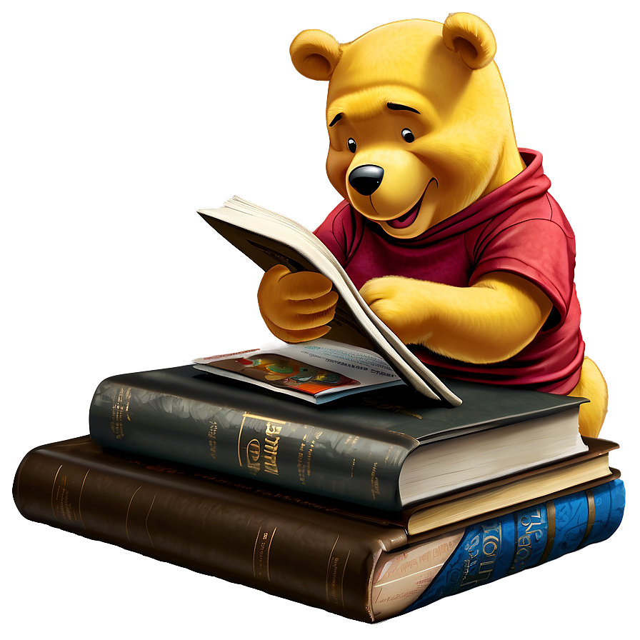 Pooh Bear Reading Png Fck2 PNG image