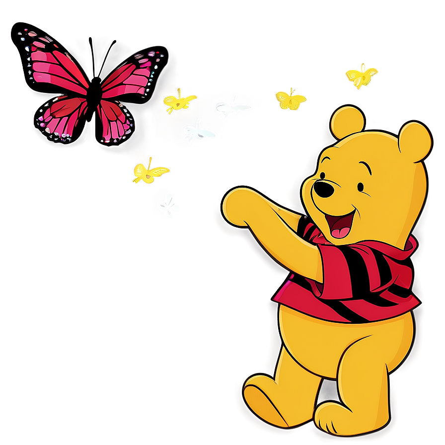 Pooh Bear With Butterfly Png Seq PNG image