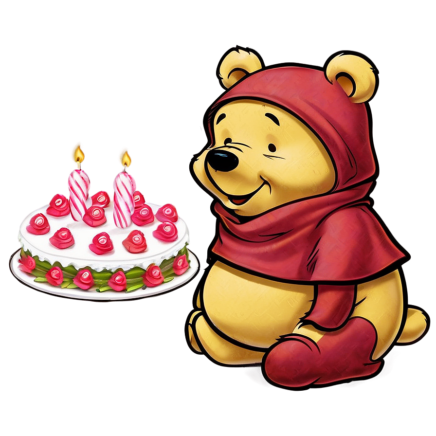 Pooh Bear With Cake Png 36 PNG image