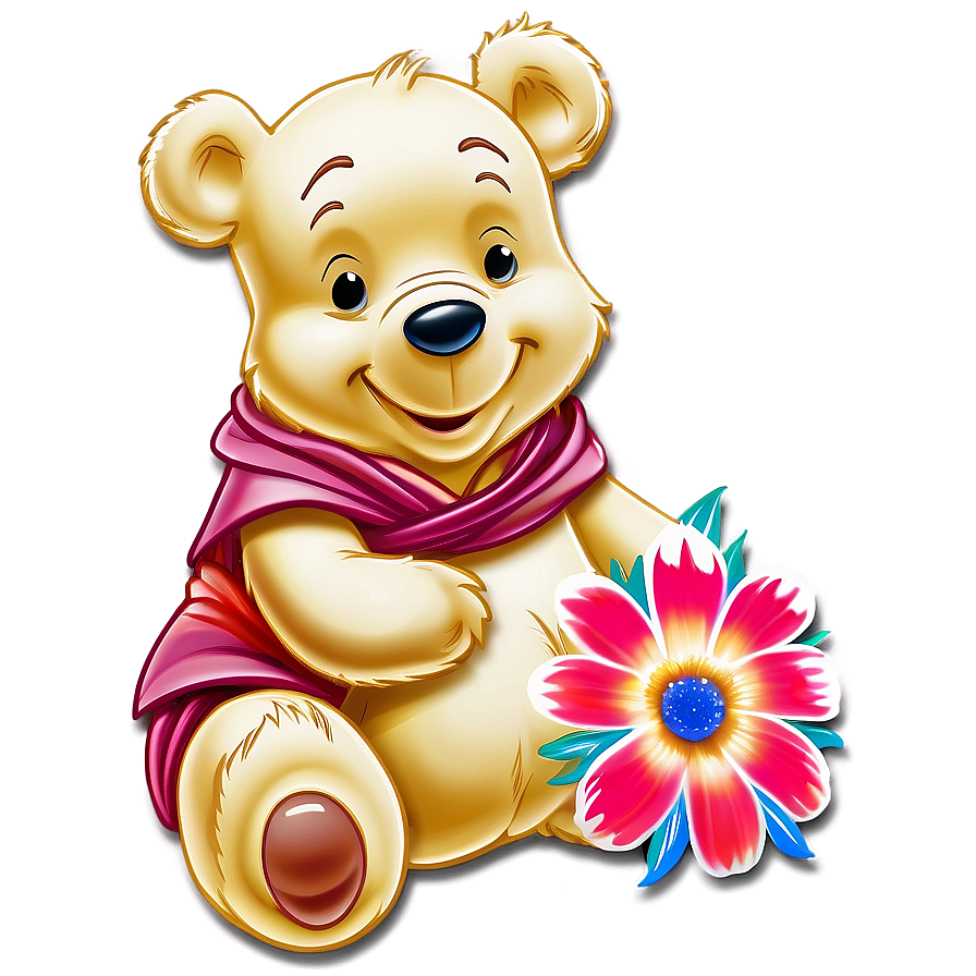 Pooh Bear With Flowers Png 31 PNG image