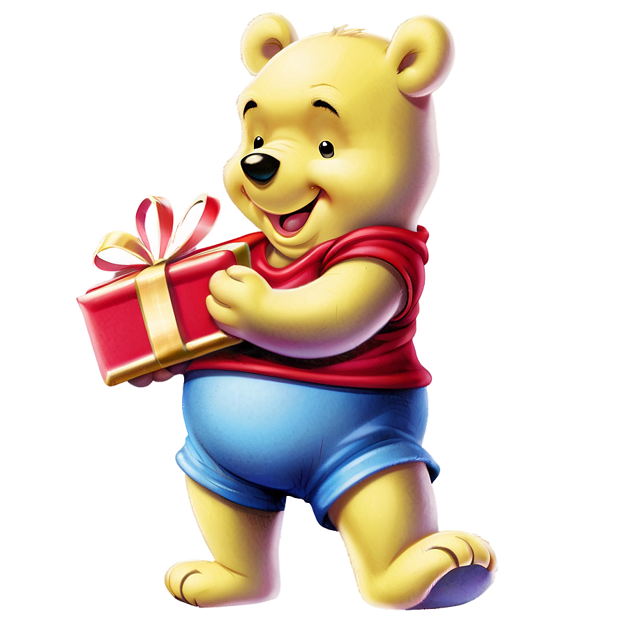 Pooh Bear With Gift Png 06202024 PNG image