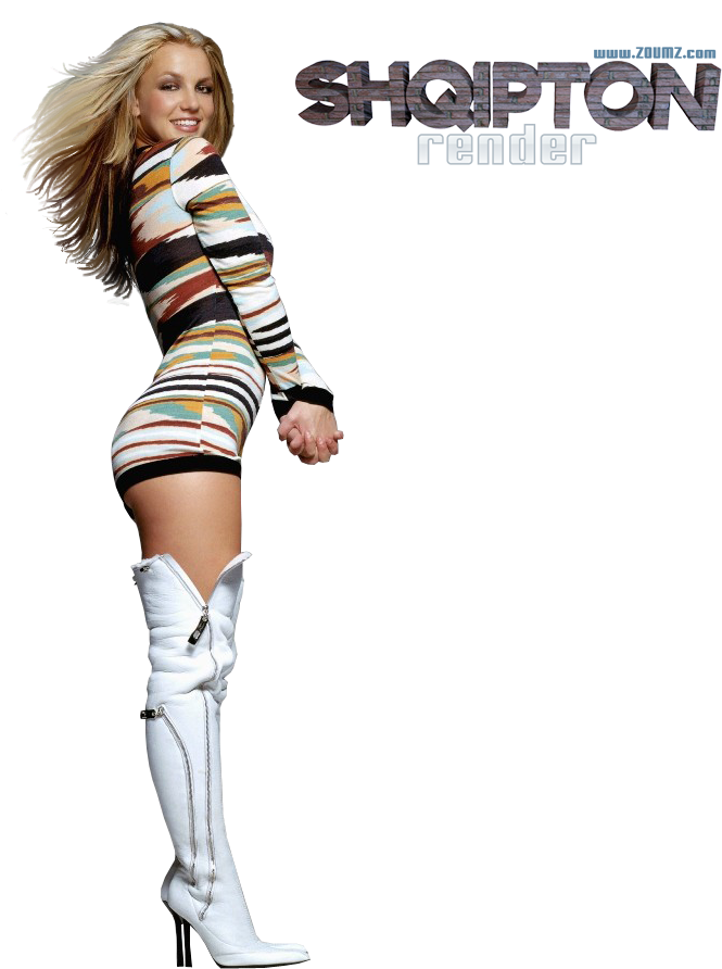 Pop_ Star_in_ Striped_ Dress_and_ White_ Boots PNG image