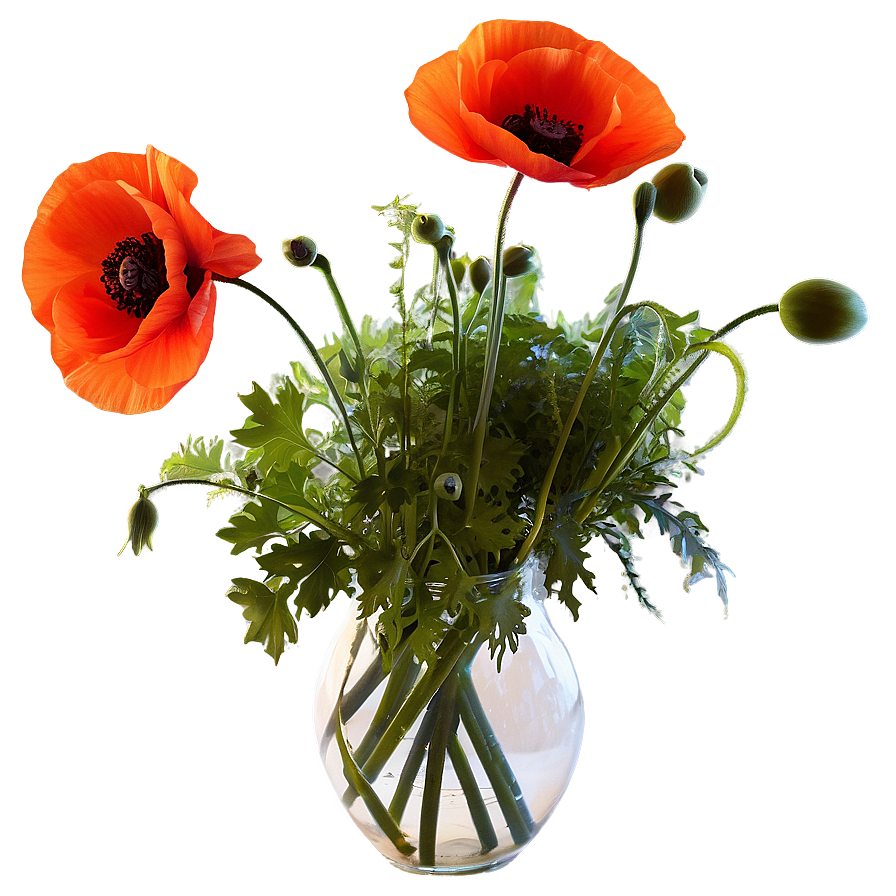 Poppies In Vase Png 06272024 PNG image