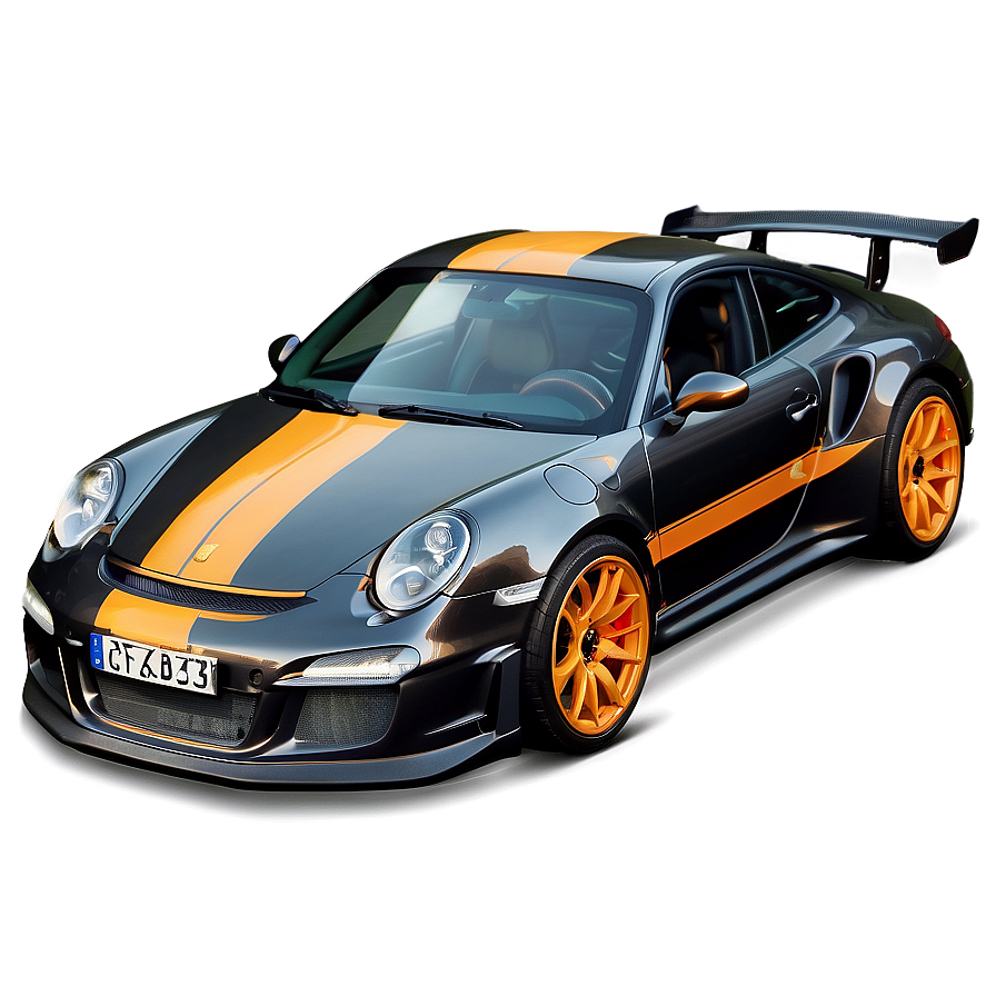 Porsche 911 Gt3 Rs With Racing Stripes Png Qtb10 PNG image