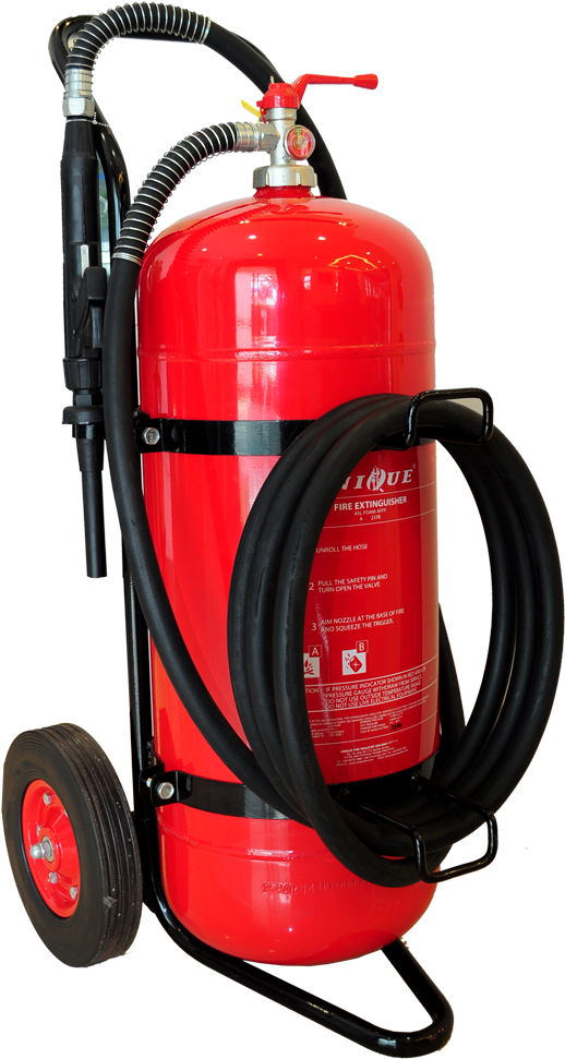 Portable Fire Extinguisheron Wheels PNG image