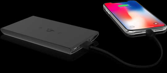 Portable Power Bank Charging Smartphone PNG image