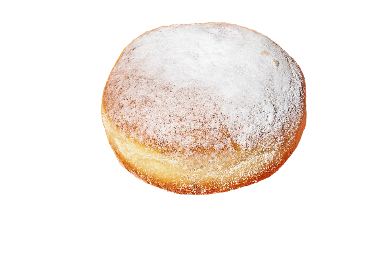 Powdered Sugar Dusted Donuton Black Background.jpg PNG image