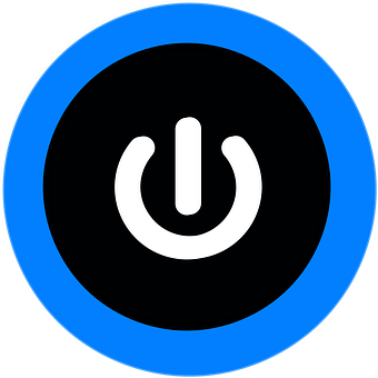 Power Button Icon Blue Black Background PNG image