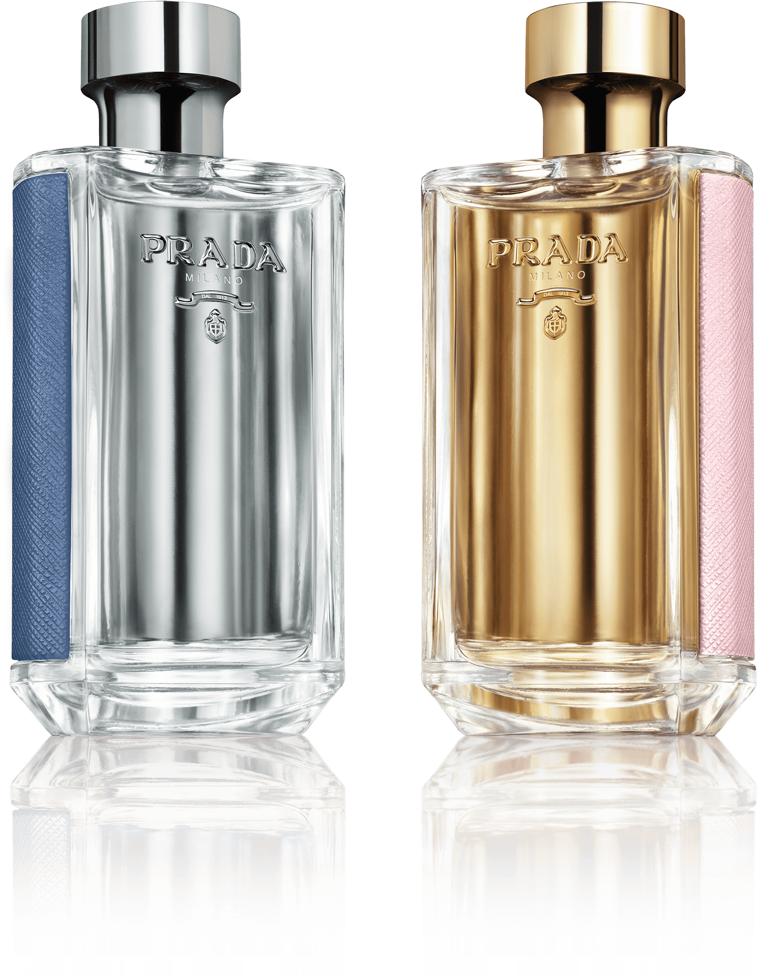 Prada Perfume Bottles Silverand Gold PNG image