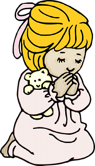 Praying Child With Teddy Bear PNG image