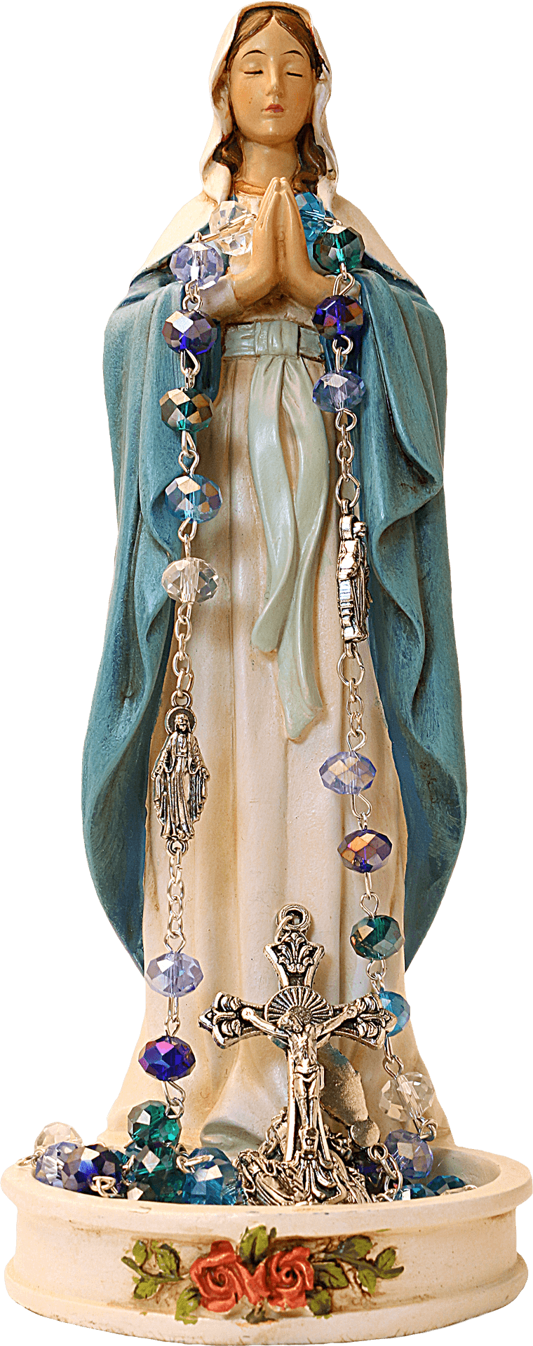 Praying Maria Statuewith Rosary PNG image