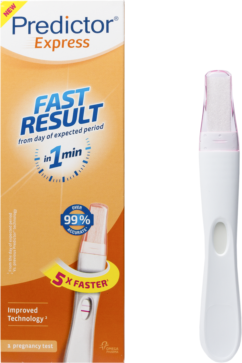 Predictor Express Pregnancy Test Packagingand Device PNG image