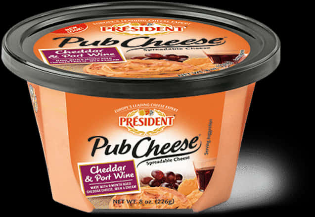 President Pub Cheese Cheddar Port Wine Spreadable PNG image