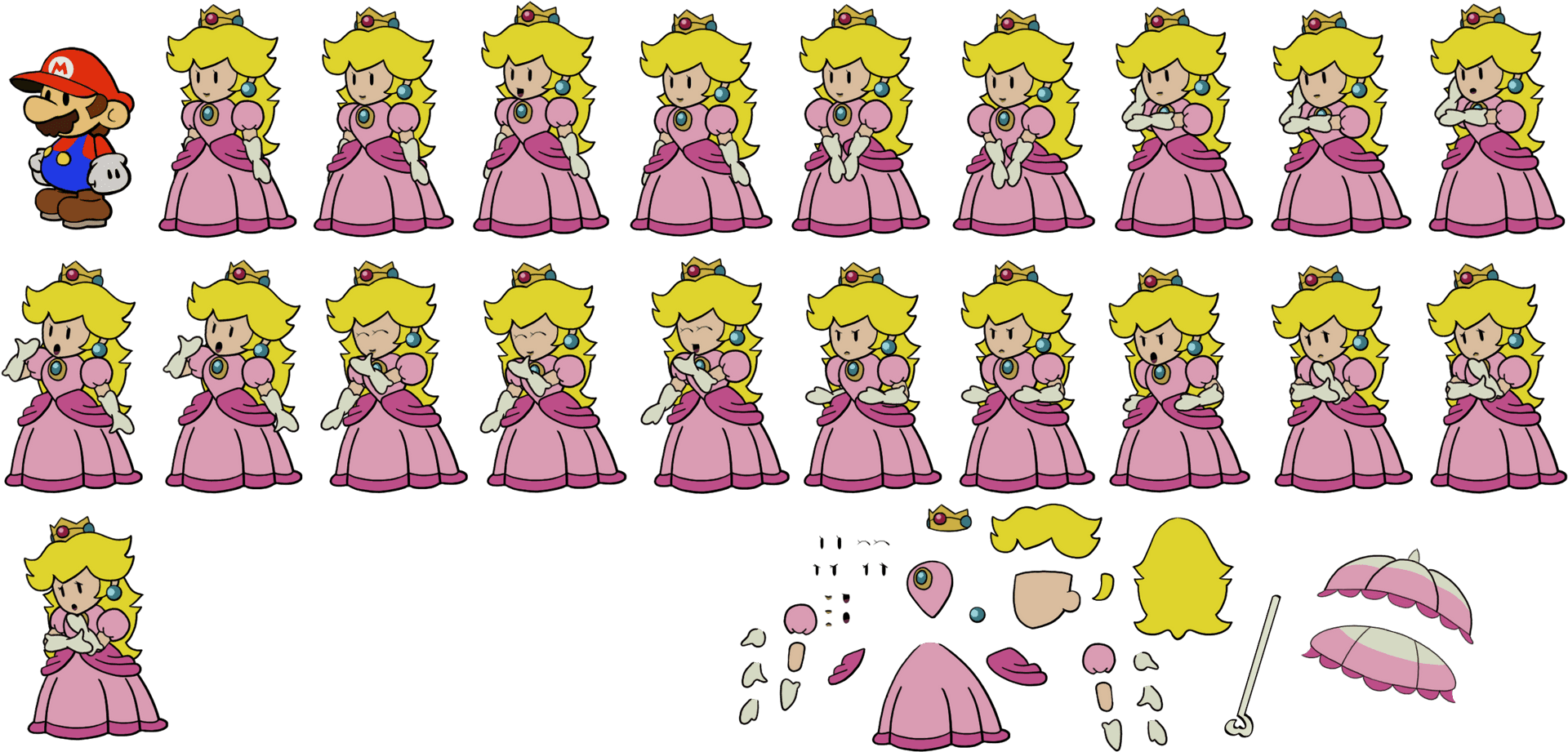 Princess Peach Sprite Sheet PNG image