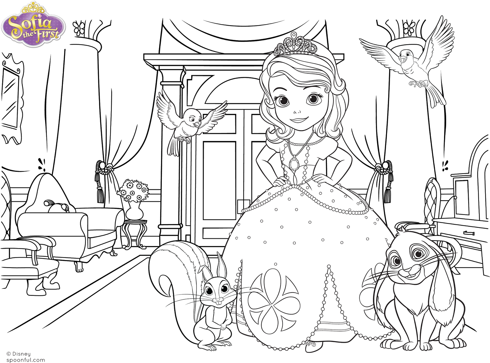 Princess Sofia Coloring Page PNG image