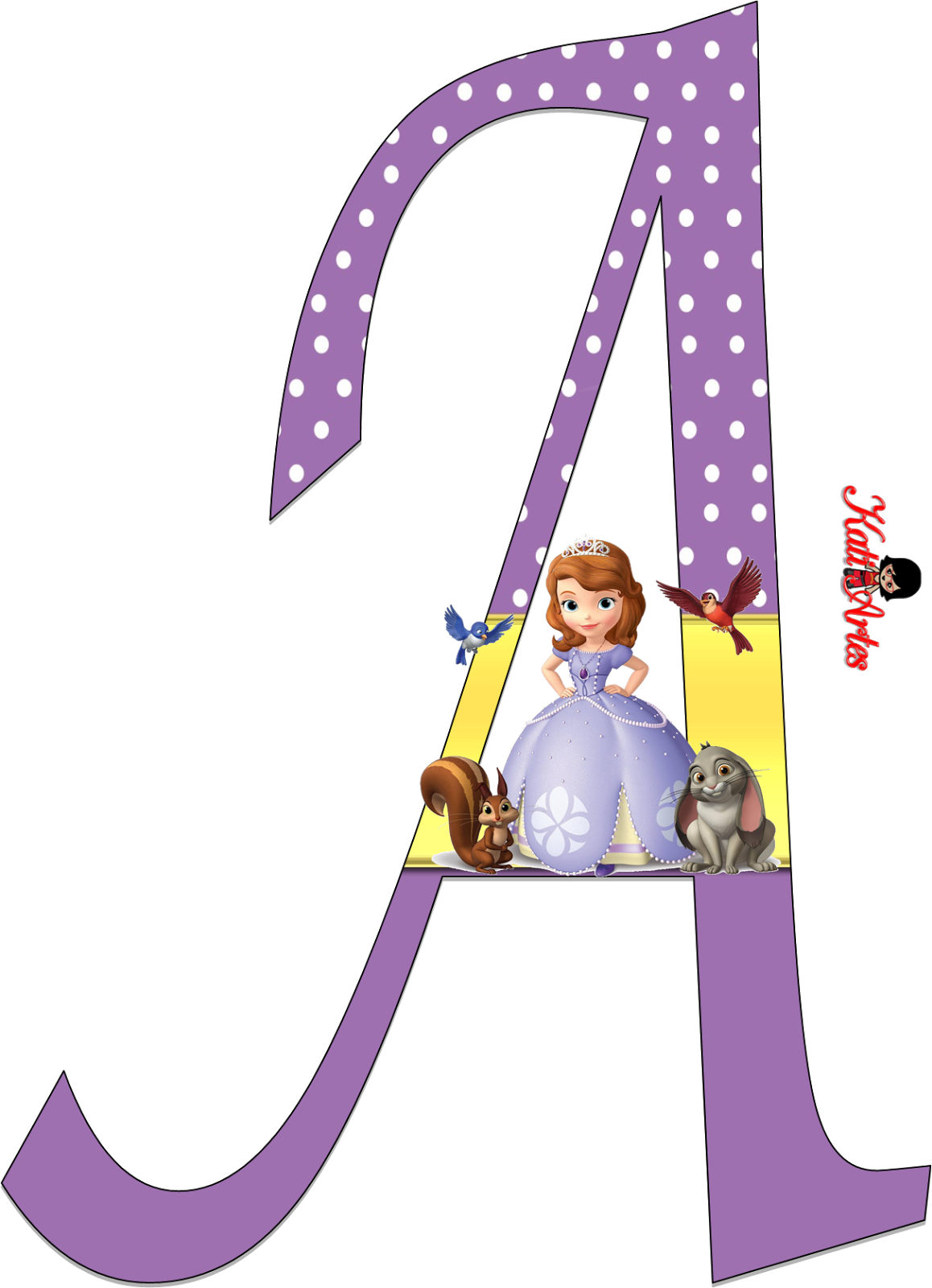 Princess Sofiaand Animal Friends Letter A PNG image