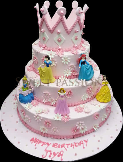 Princess Themed Birthday Cake PNG image