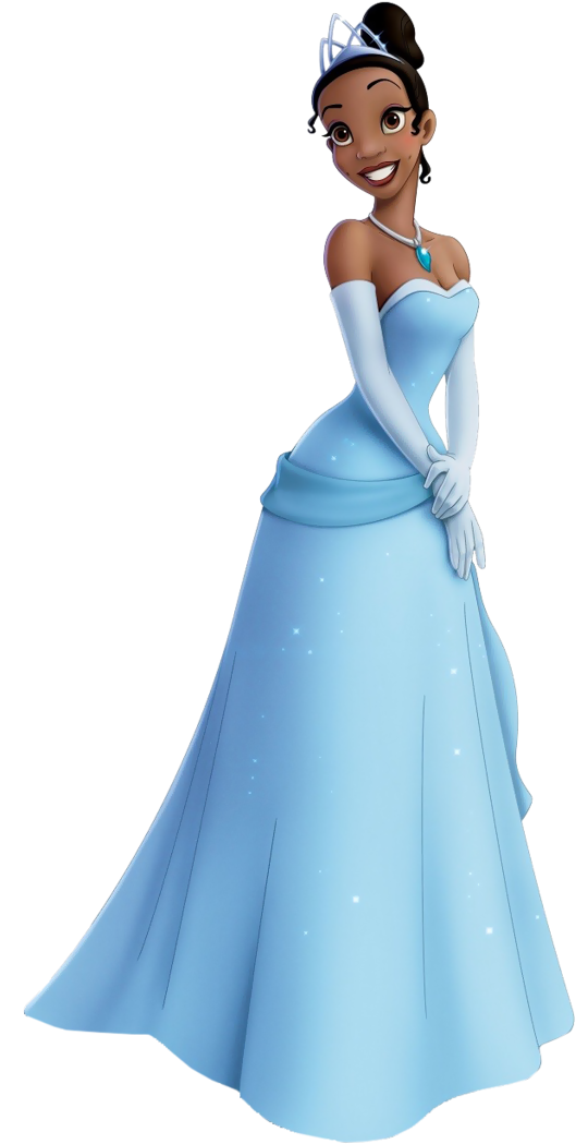 Princess Tiana Elegant Blue Gown PNG image