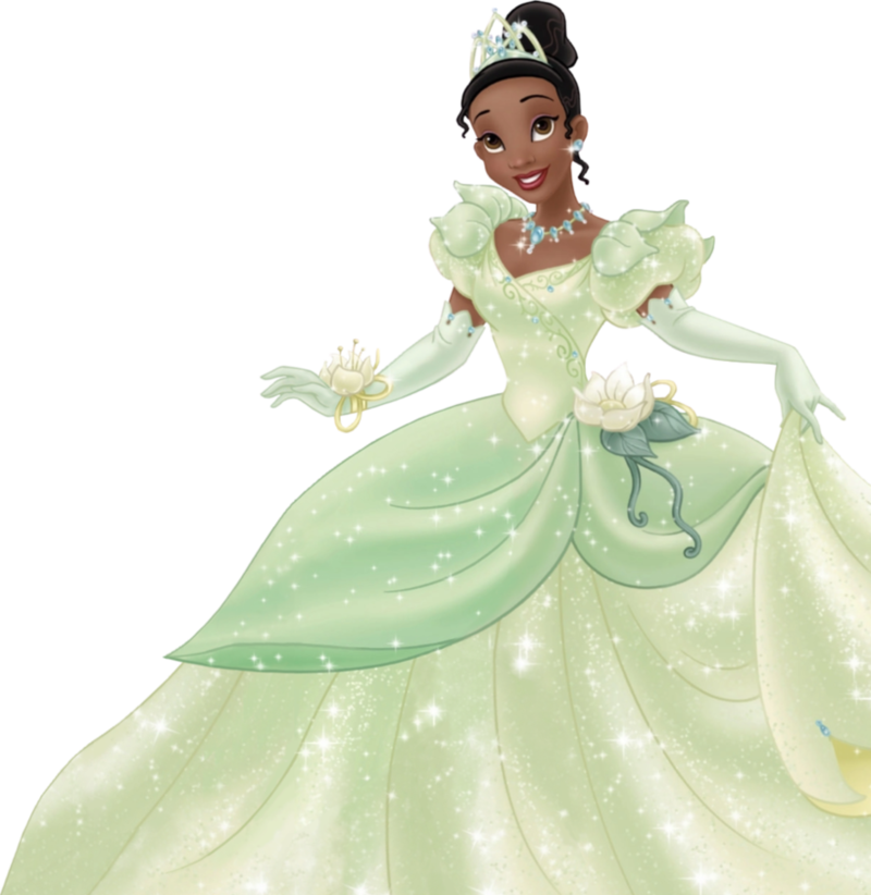 Princess Tiana Elegant Gown Illustration PNG image