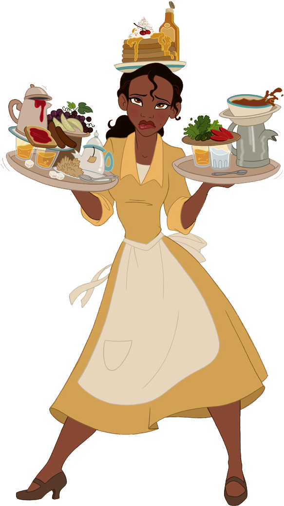 Princess Tiana Serving Food Illustration PNG image