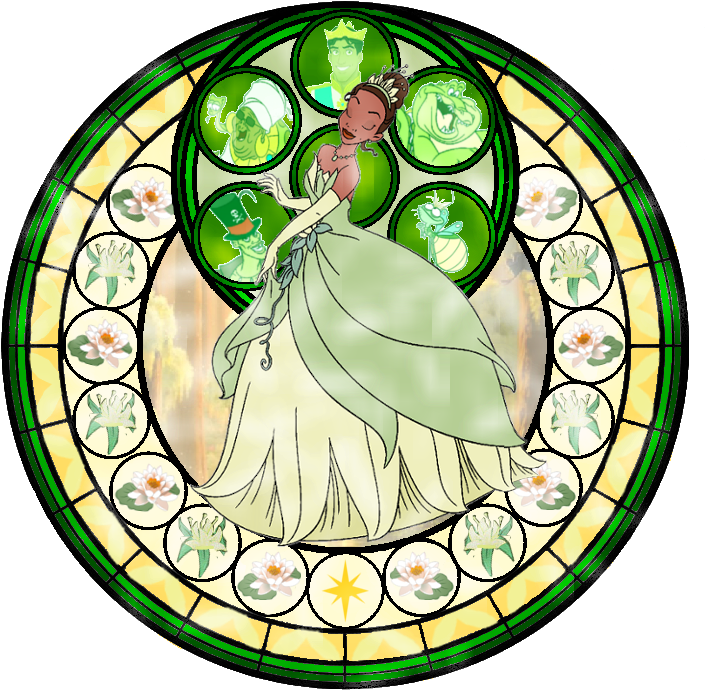 Princess Tiana Stained Glass Art PNG image