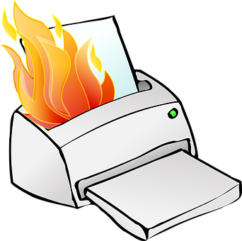 Printer On Fire Graphic PNG image
