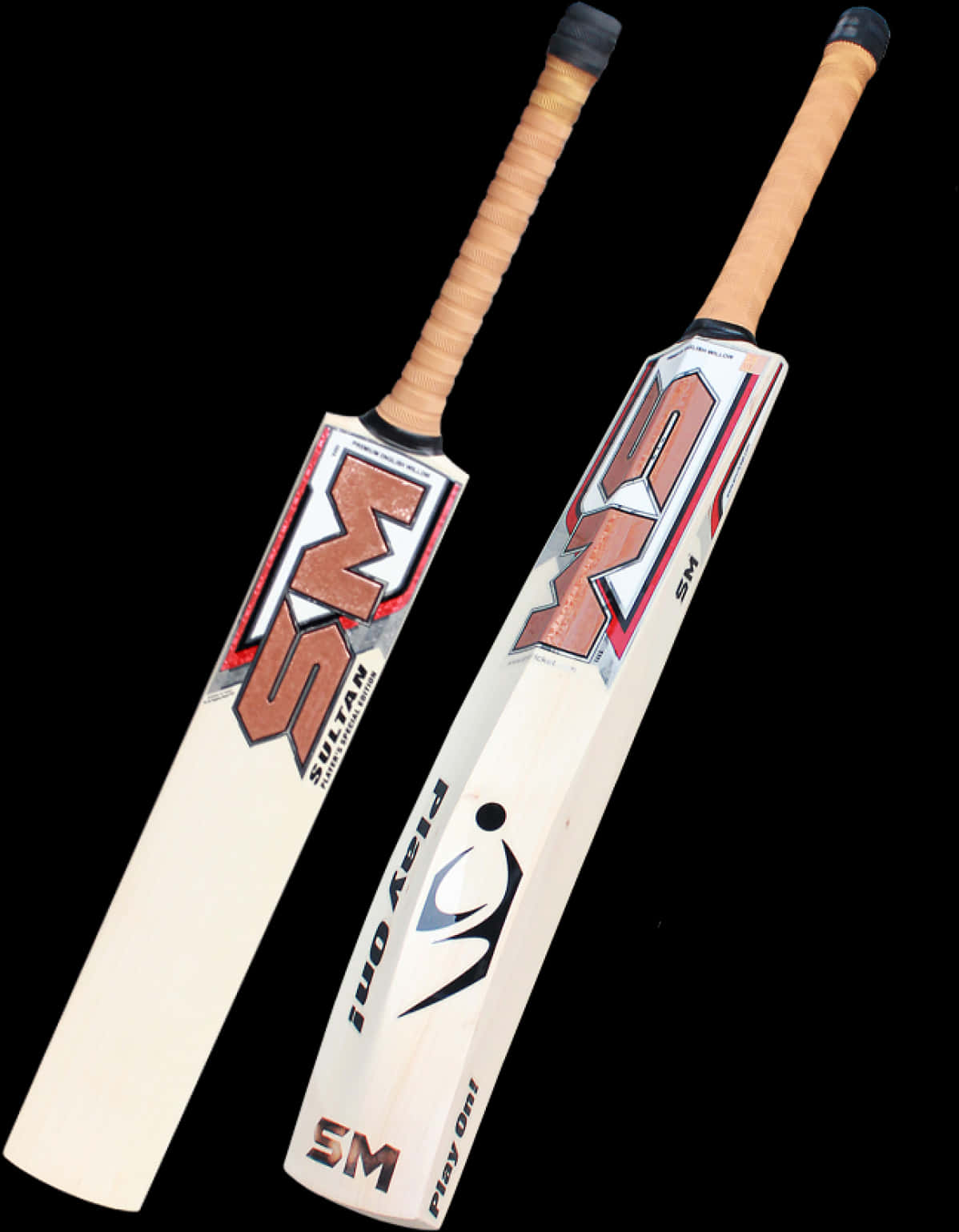 Professional Cricket Bats Displayed PNG image