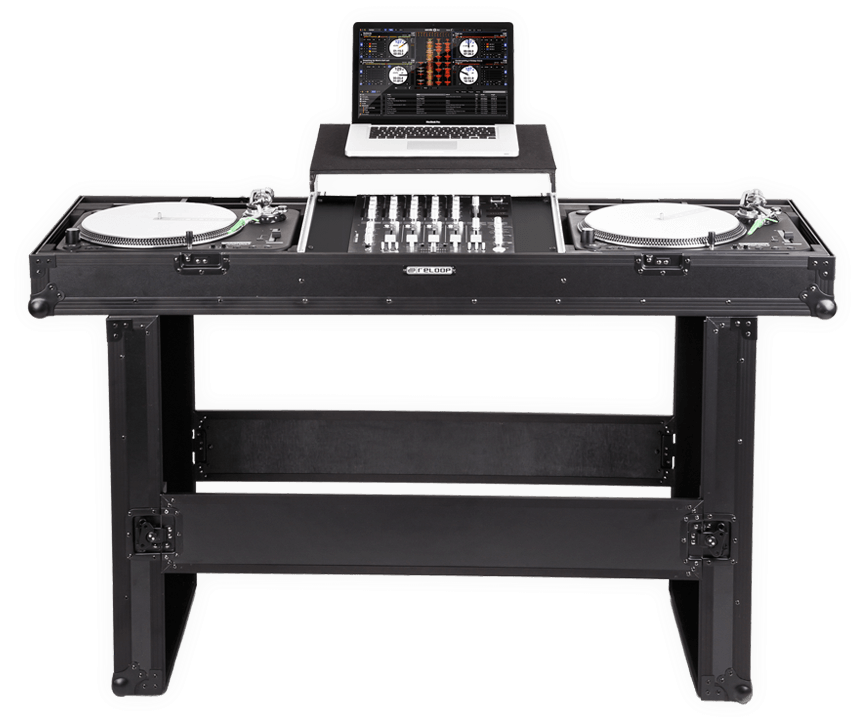 Professional D J Setupwith Turntablesand Mixer PNG image