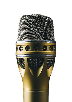 Professional Golden Microphone PNG image