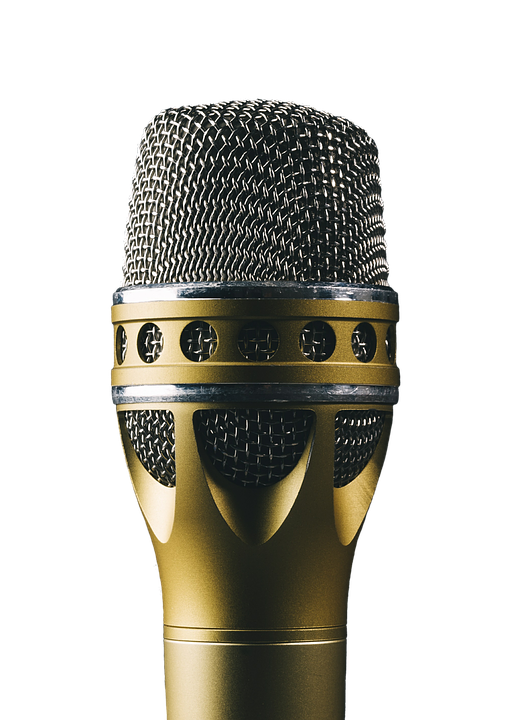 Professional Golden Microphone PNG image