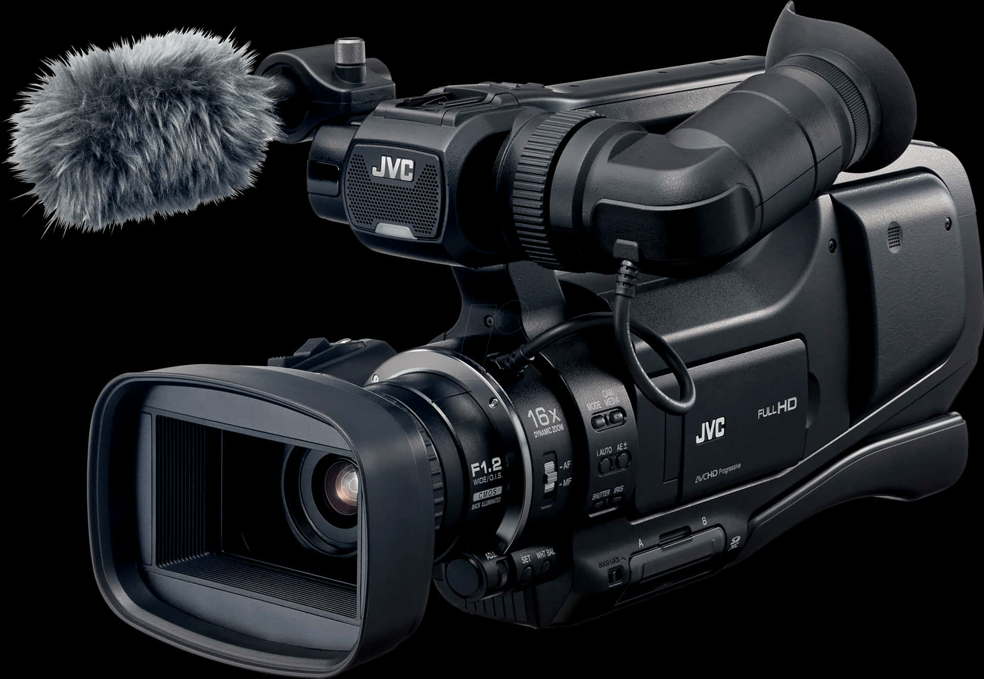 Professional J V C Camcorderwith Microphone PNG image