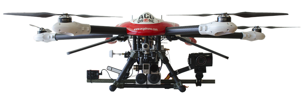 Professional Quadcopter Drone Black Background PNG image