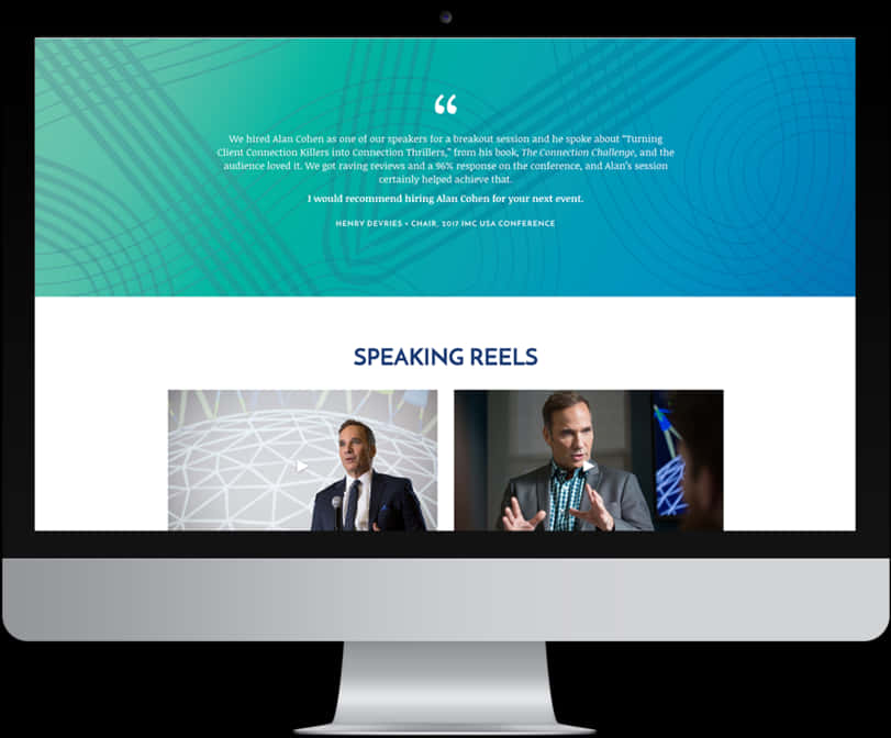 Professional Speaker Testimonial Webpage PNG image