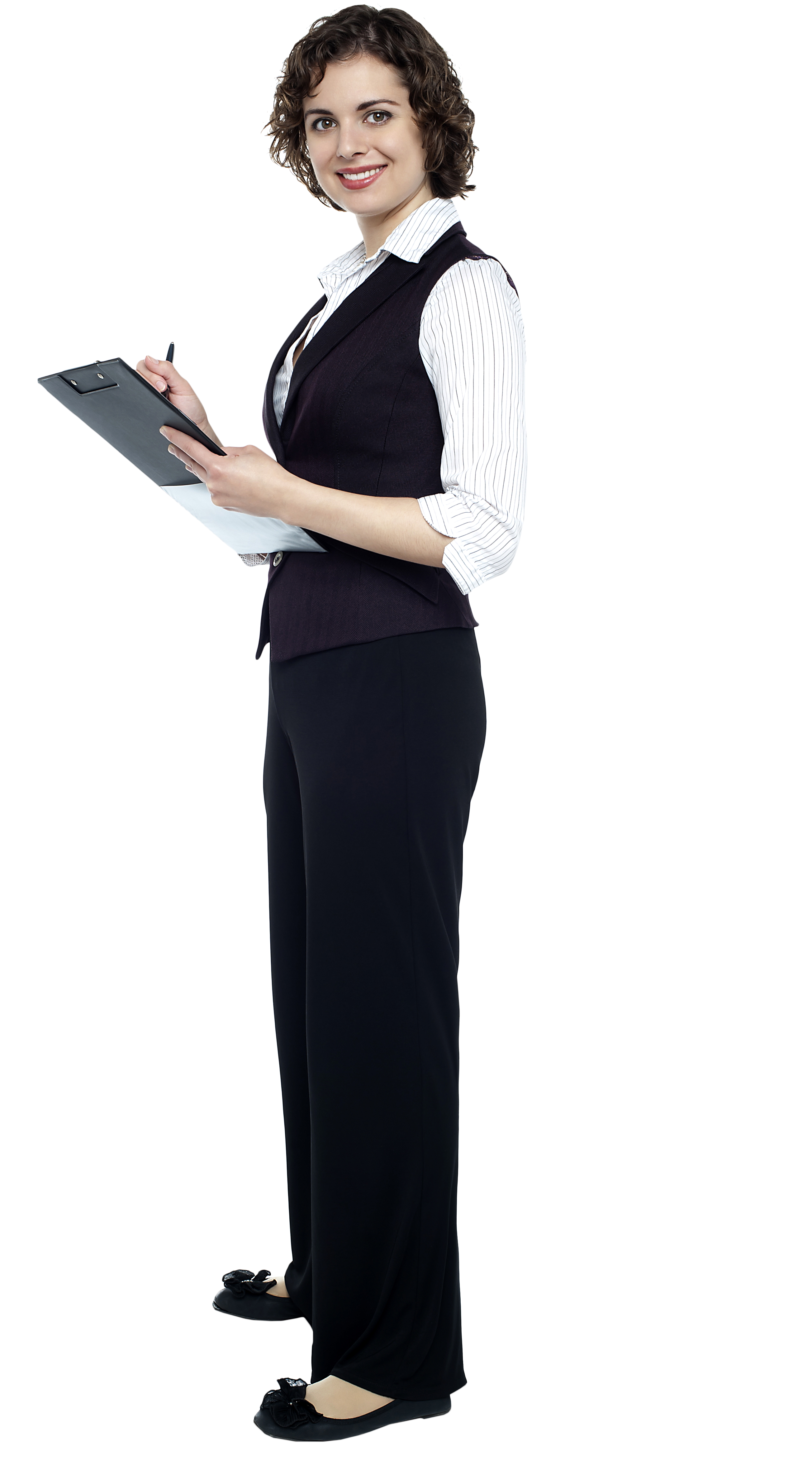 Professional Woman Holding Clipboard PNG image